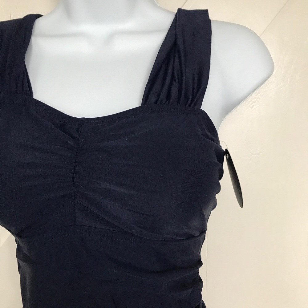 Navy off shoulder one piece swimsuit - Picture 6 of 6